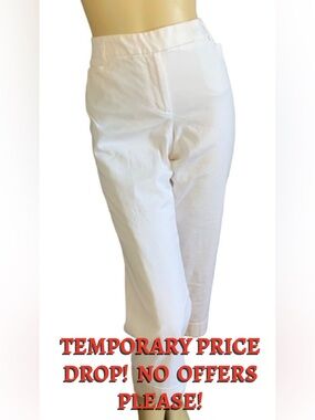 LOFT "MARISA" WHITE CROPPED LEG CUFFED HEM PANTS (6)